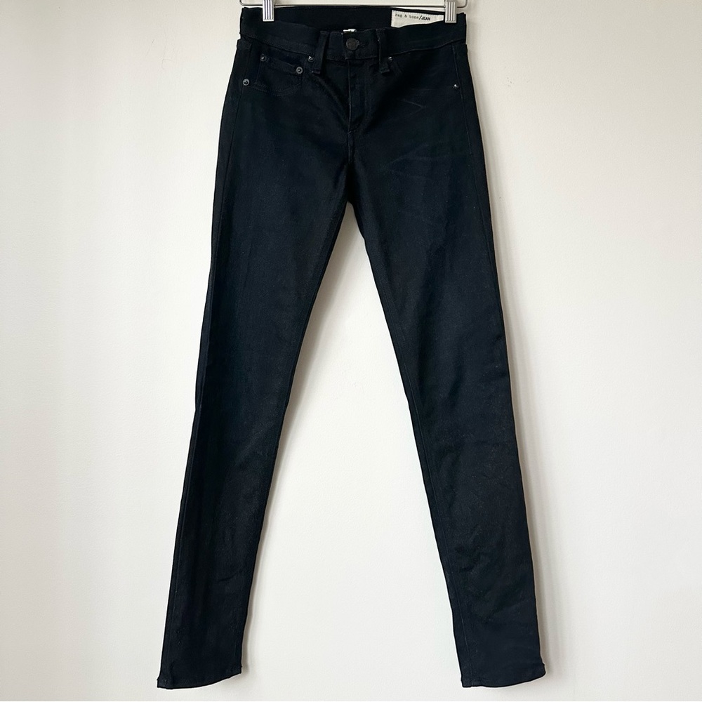 RAG & BONE | βTHE LEGGINGβ SUPER STRETCH SKINNY MID-RISE JEGGINGS DARK INDIGO